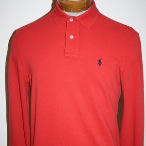 POLO RALPH LAUREN PIQUE/MESH LONG SLEEVE CLASSIC FIT POLO SHIRT SMALL
